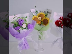 ผ่านชายแดนที่นิยมทําด้วยมือ crochet กลีบ ผ้าพันไหม ดอกกุหลาบกล่องของขวัญวันแม่