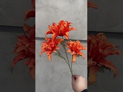 ดอกเสมือนงานแต่ง ดอกสลักสีม่วงสามหัว ดอกสลักห้องแต่งงาน การตกแต่งบ้าน การไหลของไหม