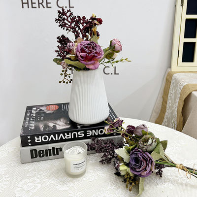 ราคาดี สไตล์ฝรั่งเศส ผัดดอกกุหลาบหลายหัว การจําลองตารางดอกไม้ การจัดดอกไม้ ดอกไม้มือ ออนไลน์