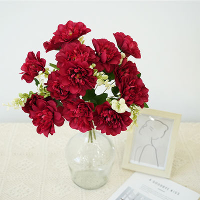 ซื้อ 5 ดอกพีโอเนียและครีซานเทมัม ดอกไหมเทียม ดอกพีโอเนียเทียม ดอกไม้มือ ถุงดอกไม้งานแต่ง ดอกไม้ประดับโต๊ะ การผลิตออนไลน์