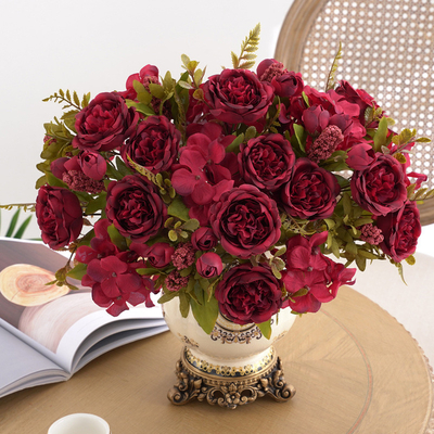 ราคาดี ขายส่งปลีกดอกไม้เทียมแบบยุโรปแบบ retro hydrangea core peony ดอกไม้ประดับบันไดแต่งงาน ดอกไม้เทียมและดอกไม้ไหม ออนไลน์