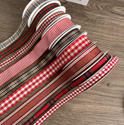 ซื้อ ผ้าลายสก๊อตคริสต์มาสสไตล์อังกฤษ ริบบิ้น ดอกไม้ ช่อดอกไม้ เทปผ้าเป็นมิตรกับสิ่งแวดล้อม ทำมือ DIY วัสดุบรรจุภัณฑ์ของขวัญ การผลิตออนไลน์