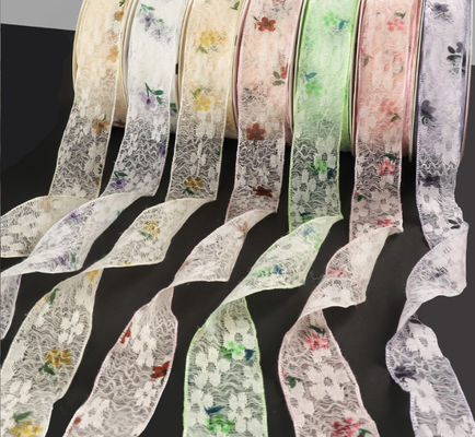 ราคาดี สีเขียว 2.5cm/10m Ribbon Lace วัสดุดอกไม้สําหรับ Qixi วันวาเลนไทน์ ความงาม Gauze Bouquet ออนไลน์