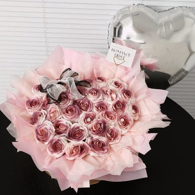 ซื้อ พวงดอกกุหลาบสีซับเทียมที่ทําด้วยมือ พวงกุหลาบของขวัญสีกุหลาบหอมโรแมนติกสําหรับวันวาเลนไทน์ วันแม่ และตกแต่งงานแต่ง การผลิตออนไลน์