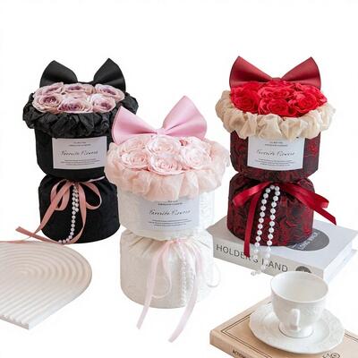 ซื้อ การ์ตูนโบว์สบู่ช่อดอกไม้ประณีตจำลอง Rose ดอกไม้นิรันดร์ Modern Art ของขวัญวันเกิดสาวทานาบาตะวันวาเลนไทน์จีน การผลิตออนไลน์