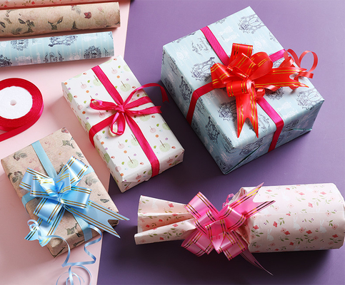 ซื้อ กระดาษห่อคราฟท์ลายดอกไม้สีเหลืองรีไซเคิลกระดาษห่อ 2m online manufacture