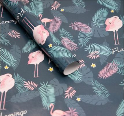 ซื้อ กระดาษห่อของขวัญ 80 แกรมม้วน Summer Flamingos Turtle Leaf Print Wrap Paper การผลิตออนไลน์