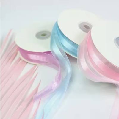 ราคาดี โพลิเอสเตอร์ 2 หน้า Organza Ribbon Roll ความกว้าง 1 นิ้ว สําหรับงานอาชีพแต่งงานของขวัญ Bow ออนไลน์