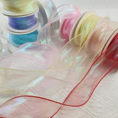 ราคาดี สีที่แข็งแกร่งแบบกําหนดเอง ชิฟฟอนสีชมพู สายไหม Organza Ribbon สําหรับการบรรจุของขวัญแต่งงาน ออนไลน์