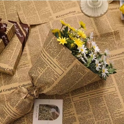 ราคาดี กระดาษห่อดอกไม้กันน้ํา กระดาษ Kraft กระดาษหนังสือพิมพ์ ออกแบบหลายสี 50 กรัม ออนไลน์
