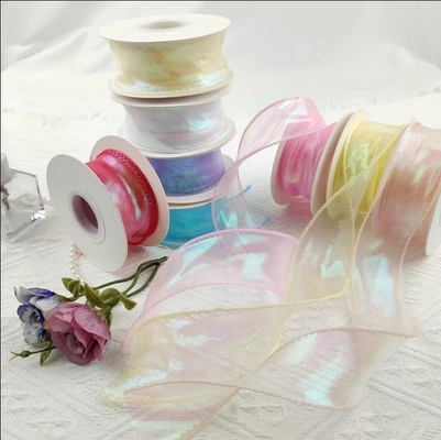 ราคาดี Custom Solid Color Sheer Chiffon Pink Silk Organza สายสแตนริบบอน สําหรับของขวัญแต่งงาน พวงดอกไม้ การบรรจุตกแต่ง ออนไลน์