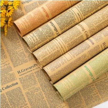 ราคาดี กระดาษบรรจุดอกไม้ 50*70 ซม. ในสไตล์หนังสือพิมพ์อังกฤษโบราณ สําหรับบรรจุของขวัญ ออนไลน์
