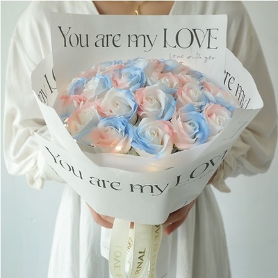 ราคาดี ของขวัญวันวาเลนไทน์ ผงก้อนน้ําแข็ง สีน้ําเงิน ดอกกุหลาบ กล่องดอกไม้สําหรับแฟน ออนไลน์