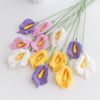 ราคาดี พวงดอกไม้จากเส้นใยที่ทําด้วยมือ - พวงดอกไม้ประดิษฐ์ Calla Lily ที่ผูก ออนไลน์