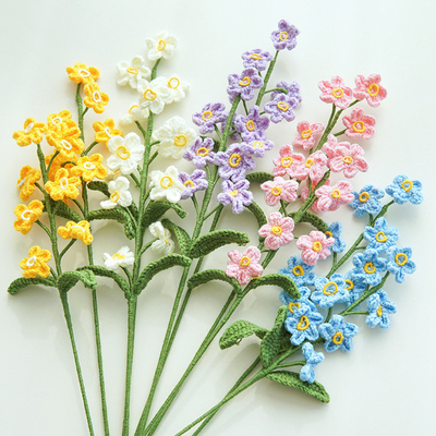 ราคาดี 7x44เซ็นติเมตร การทําด้วยมือ แต่งผ้าพันคอ Forget-Me-Not Bouquet Crochet การจัดดอกไม้เทียมที่มีหลายสี ออนไลน์