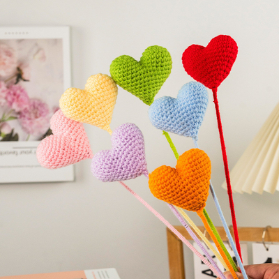 ราคาดี ผลิตภัณฑ์เสร็จ รัก หัวใจ ผ้าใบ การผูกผ้าขนมือ crochet สร้างสรรค์ดอกไม้เทียม ออนไลน์