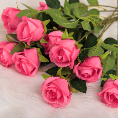 ราคาดี Artificial snow mountain rose single red artificial flower wedding home Valentine's Day decoration tactile bouquet ดอกไม้ประดิษฐ์ ออนไลน์