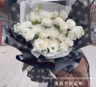 Waterproof Camellia Flower Qingming Festival Forever Remembers Flower Packaging Paper