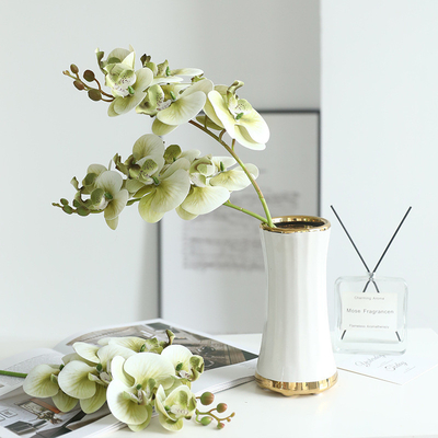 ราคาดี ดอกเทียม 7 หัวที่พิมพ์แบบ 3D สดและหรูสรรค์ ดอกเทียม Phalaenopsis ดอกเทียมห้องรับแขกและโต๊ะอาหาร ออนไลน์