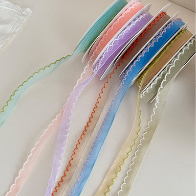 สารพัสดุการบรรจุดอกไม้ DIY มือ 1 ซม ขอบคลื่น สร้อยริบดอกไม้ กลีบดอกไม้ สายคาวสีเหลือง