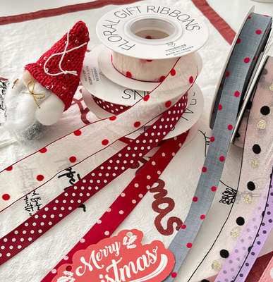 ราคาดี DIY Packaging Essentials White Polka Dot Ribbon สายสวมผ้าใบและการจัดดอกไม้ ออนไลน์