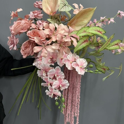 ราคาดี ผงแป้งถั่ว, สีชมพูเทา, สีชมพูสกปรก, ดอกไม้ปลอม, ดอกไม้ไหม, การจําลองงานแต่ง, คู่มือดอกไม้, ออนไลน์