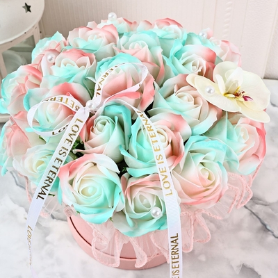 ราคาดี กล่องของขวัญถังกอดดอกไม้สีกุหลาบ ซาบอนกุหลาบ กล่องของขวัญถังดอกไม้ทรงกระบอกวันวาเลนไทน์ วันครูกล่องของขวัญดอกไม้ ออนไลน์