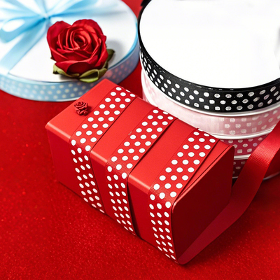 ราคาดี DIY Hair Accessories Must-Have Double-Sided Polka Dot Ribbon in Polyester Printed with Luo Ribbed สําหรับโบว์และเสื้อผ้า ออนไลน์