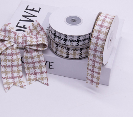 4cm waffle woolen woven belt DIY small fragrant style Qianniao grid hair accessory bow woven belt