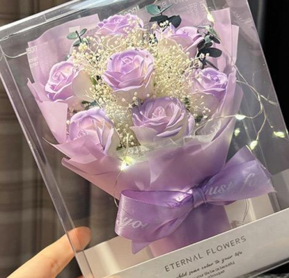 ราคาดี มินิช่อดอกไม้วันวาเลนไทน์น้ำแข็งสีฟ้าดอกกุหลาบสบู่ช่อดอกไม้เต็มไปด้วยดาวดอกไม้แห้งสำหรับแฟนภรรยาของขวัญ ออนไลน์
