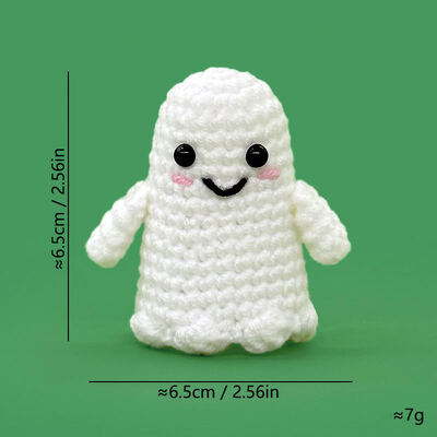ราคาดี Wholesale OEM Custom Halloween Crochet Ghost Doll Handmade สวมผีดี Amigurumi กับหมวกแม่มดและการ์ดข้อความที่ตลก ออนไลน์
