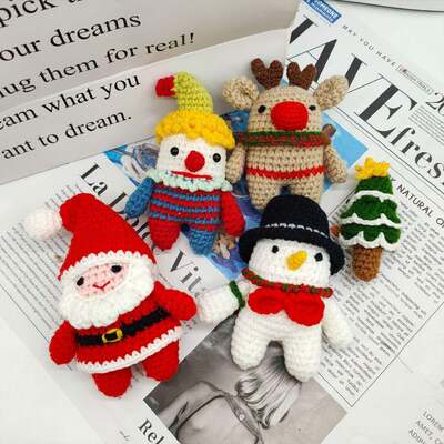 ราคาดี CUSTOM Handmade Snowman Reindeer Santa Claus Tree ถักของเล่นโครเชต์ตุ๊กตาคริสต์มาส Amigurumi ถักคริสต์มาสตุ๊กตาของเล่น ออนไลน์