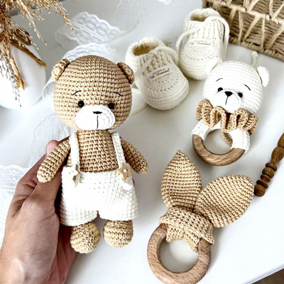 ราคาดี ใหม่ Amigurumi เด็กวันขอบคุณพระเจ้าชุดของขวัญ Super Soft Plush PP Cotton Filled โครเชต์น่ารักหมีขนสัตว์วัสดุ ออนไลน์