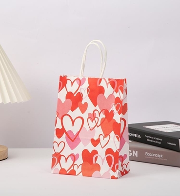 ราคาดี ถุงของขวัญกระดาษคราฟท์สีแดง 80 แกรม Love Heart พิมพ์ถุงกระดาษ Goodie พร้อมหูหิ้ว ออนไลน์