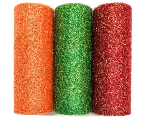 ราคาดี Metallic ออร์แกนซ่า Glitter Tulle Spool ผ้าตาข่ายไนลอน 100% 19GSM 6in Tulle Rolls ออนไลน์