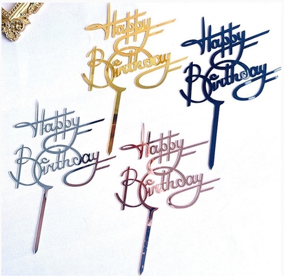 ราคาดี Creative Acrylic แนวตั้งสุขสันต์วันเกิดเค้ก Topper สุขสันต์วันเกิด Cupcake Toppers ออนไลน์