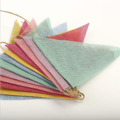 ราคาดี ผ้าลินินคลาสสิก Burlap Bunting Flags Party ตกแต่งรายการที่มีสีสัน ออนไลน์